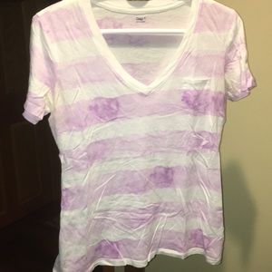 Purple and white water colored v-neck